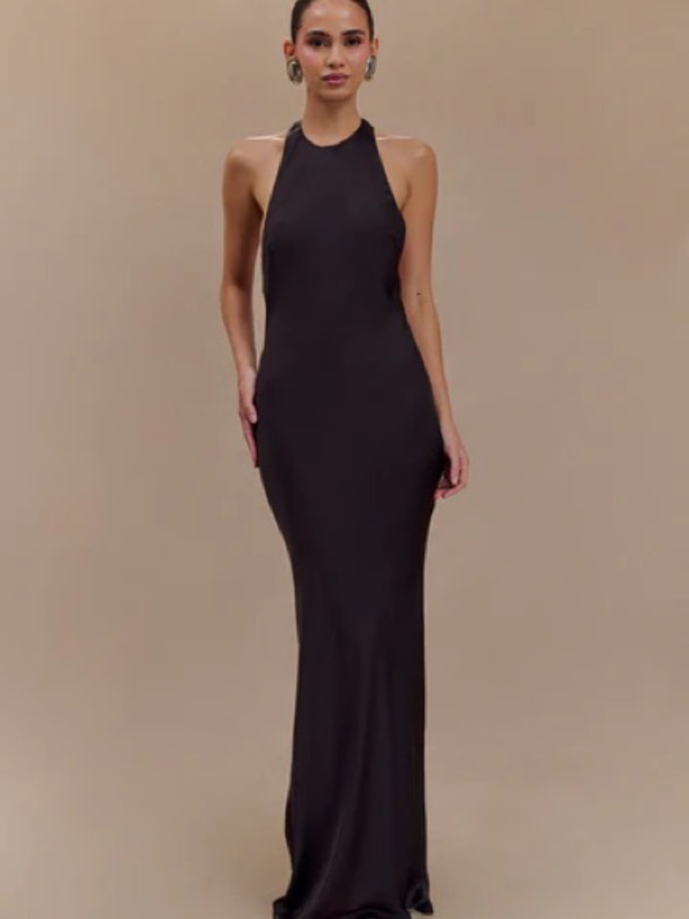Meshki Classic Black Halter Evening Dress